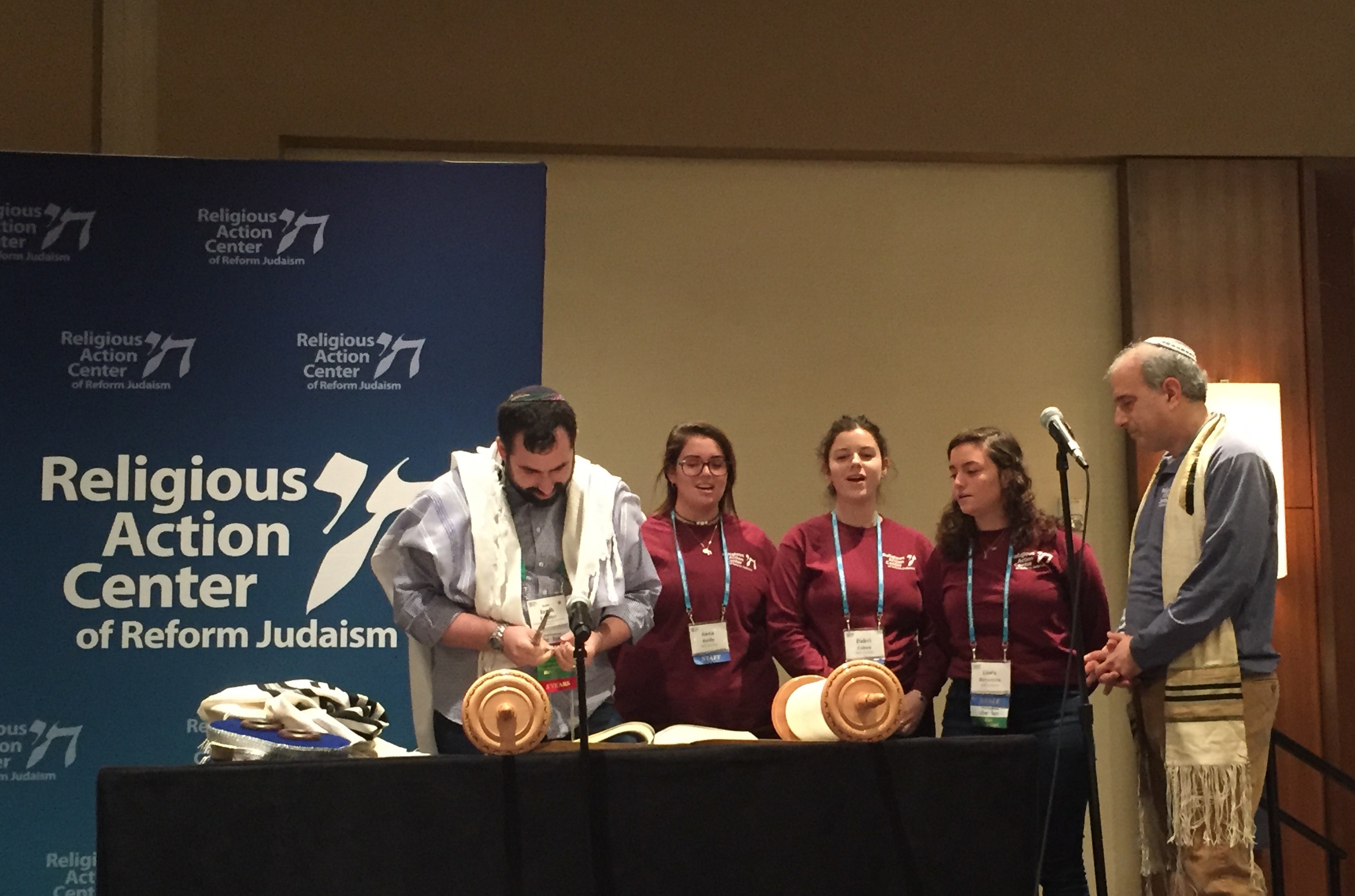 Three Burstein fellows bless the reading of the Torah on Shabbat morning 